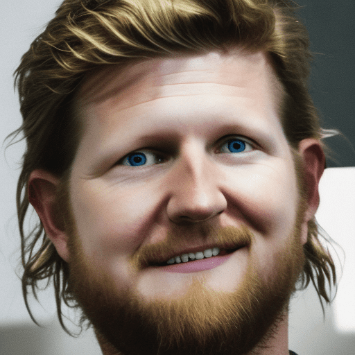 Photo of matt mullenweg the ceo of wordpress with a huge mullet haircut, very fat, sweaty armpits, big nose, shouting like a bully