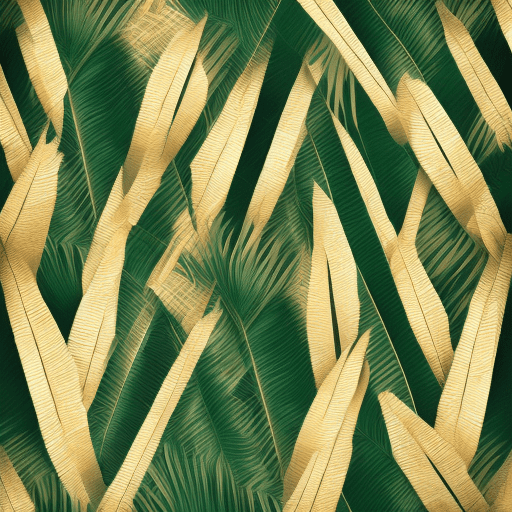 Hyper realistic palm leaves background. Gold coloured, cinematic light, modern style, premium design, art