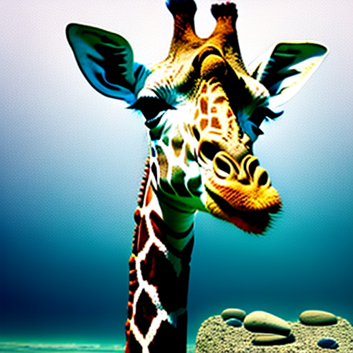Photo of a giraffe created from sea stones