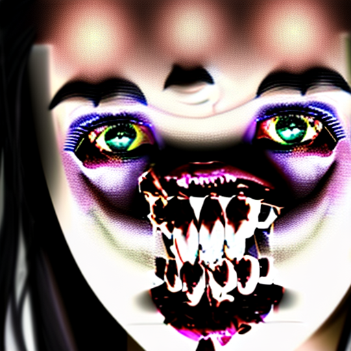 Hdr portrait beautyful vampire girl vampire teeth gothic atmosphere realistic skin and hair