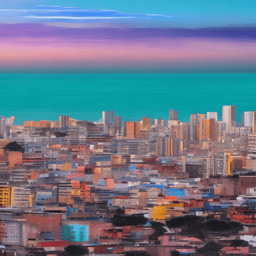 Una vista de una bahía en una ciudad con vistas al mar en un estilo hiperrealista, podrías usar algo como esto: --- una vista impresionante de una bulliciosa ciudad costera en atardecer. El horizonte de la ciudad se extiende a lo largo del horizonte, con altos rascacielos de cristal que reflejan los cálidos tonos del sol poniente. En primer plano, una tranquila bahía brilla bajo la luz mortecina, el agua suave y reflectante. Un yate de lujo navega lentamente sobre el agua, con sus velas blancas captando los últimos rayos de sol. Las gaviotas vuelan sobre nuestras cabezas, recortadas contra el cielo vibrante. El ambiente es sereno, con una suave paleta de colores naranja y rosa, que evoca una sensación de tranquilidad y paz. La escena captura la perfecta armonía entre la vida urbana y la naturaleza, en un estilo fotográfico hiperrealista.