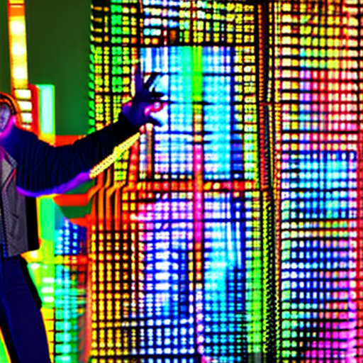 Futuristic tiger wearing a punk jacket, coloful neon background lights