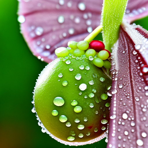 Fruit bud with dew drops