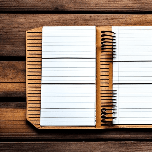 Open notepad with blank pages, pencil, on an old wooden floor