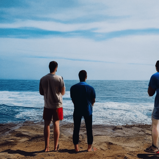 Photo of men looking at horizon sea
