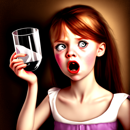 Surprised girl - empty glass. Style: romantic