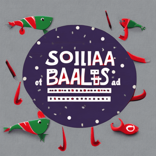 Social media square logo for an online store called "jingle baits". It's an advent calendar with fishing baits inside. There should a few digits inside the logo, ranging from 1 to 24. Words "jingle baits" should be in the middle of the logo with big letters and christmas themed letters.