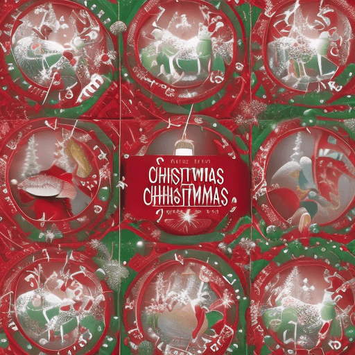 A christmas-themed logo for a product called "jingle bait". It's an advent calendar with fishing baits inside. There should be a few random digits inside the logo, ranging from 1 up to 24. There should also be a few patterns in the forms of a fish within the image. There should be a few fishing baits inside the logo. The words "jingle bait" should be in the middle of the logo with big letters and a christmas-themed font.