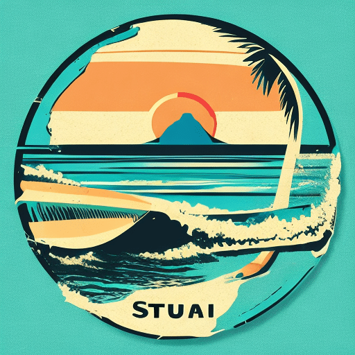 Vector design for a surfer t-shirt of a nice beach with 3 nice colored surfboards stuck in the sand, inside an irregular grunge circle, vintage style, transparent background, with the text "surf"