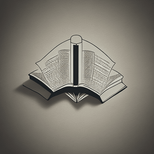 A minimalist logo, with a outline construction plan emerging from a book and above it a lamp, graphic design, vectors, icons, simple line