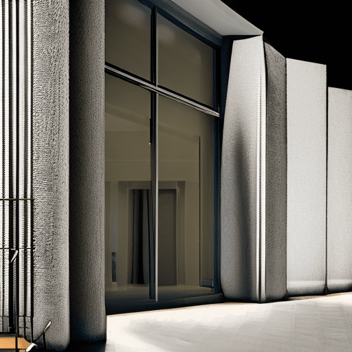 Minimalist store exterior, at dusk, the architecture should feature clean lines with a sophisticated monochromatic, integrating elements of modernism and minimalism, display window, indoor wall warm grey and texture finished, diffused light on the curated objects within, which reflect a blend of natural textures, the composition should be balanced and serene, evoking a sense of high-end fashion and artistry, the pavement should have a herringbone pattern, with subtle reflections of the storefront lighting, the overall image should be sharp, exquisite detail, from the texture of the building materials to the softness of the light’s glow --ar 9:16 --style raw --stylize 750 --v 6
