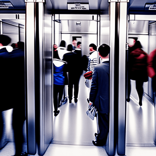 Inside a lift full of people