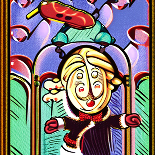 Tiny tim from a christmas carol floating in outer space surrounded by floating sausages. Drawn in an old fashioned victorian style for the cover of a book