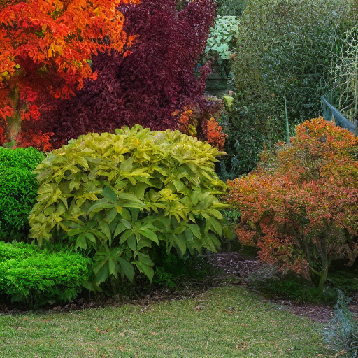 Several plants in a garden with dim colors in autumn, 8k