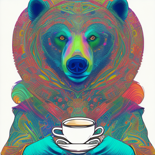 Elegant snazzy beautiful stylish [sticker] of [a bear] wearing [ lubin leprechaun] holding a [cup of coffee] in one hand , in the style of graphic design-inspired illustrations, luminous hues, bold chromaticity, colorful animations, portraits, anime style, minimalist design, 32k uhd, detailed character illustrations --ar 72:91 --stylize 750