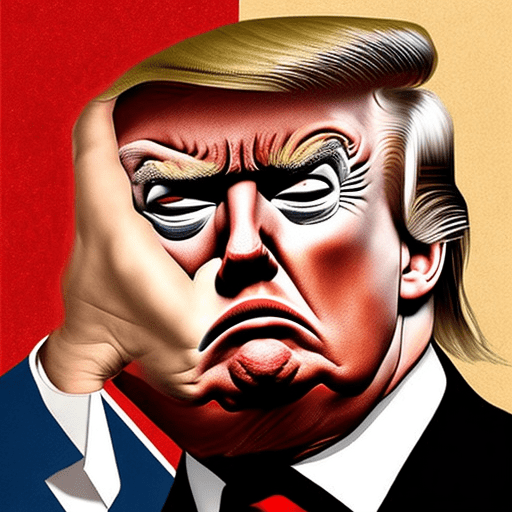 Portrait of donald trump with angry expression in the style of salvador dali's "the face of war"