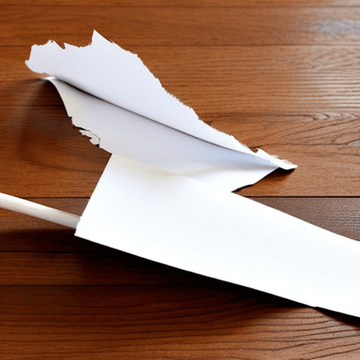 Single piece of screwed up white paper on a wooden floor