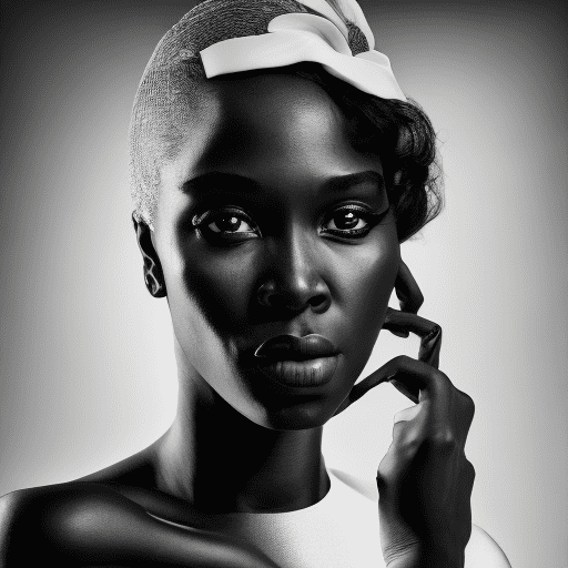 Hyper-realistic photograph, woman, stunning, black and white, shot on a sony a7iii --ar 1:2 --stylize 250