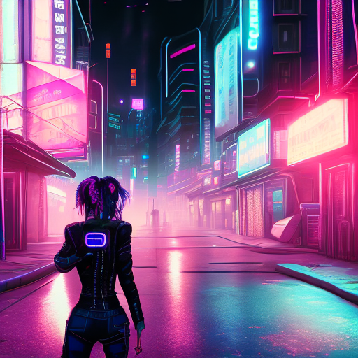 (film stock) , (extremely detailed cg unity 8k wallpaper) full body portrait of a cyberpunk woman leaning on a wall in cyberpunk city street at night, (action scene) , (extreme close up) , ((night time) ), city lights, ((neon cyberpunk city street:1. 3) ), (neon lights) , stars, moon, (film grain:1. 4) , colored lighting, full body, cyberpunk woman in a futuristic city in a cyberpunk city, (leaning on wall) , ((rgb gamer headphones) ), ((tanned skin:1. 3) ), ((angry) ), (angry eyebrows) , scowl, (e-girl blush:1. 2) long hair, (freckles:0. 9) , detailed symmetrical face, (dark crimson hair:1. 2) , short hair, (messy hair bun) , (undercut hair:1. 4) , punk girl, ((tattoos) ), alt girl, ((face piercings:1. 2) ), ((fingerless gloves) ), (brown eyes) , many rings, reflective eyes, makeup, (red lipstick) , (shiny lips) , (white sclera) , (sweat) , ear piercings, detailed lighting, rim lighting, dramatic lighting, chiaroscuro, (white band shirt) , ((ripped denim jacket:1. 1) ), (((jean jacket) )), long sleeves, bracelets, (torn blue jean pants:1. 2) ), (mom jeans) , brick wall, (polluted sky) , wall graffiti, ((black doc martens) ), ((black combat boots) ), (black shoelaces) , muddy boots, (from above:1. 2) , (wide angle lens) , professional majestic impressionism oil painting by waterhouse, john constable, ed blinkey, atey ghailan, studio ghibli, by jeremy mann, greg manchess, antonio moro, trending on artstation, trending on cgsociety, intricate, high detail, dramatic, makoto shinkai kyoto, trending on artstation, trending on cg society,