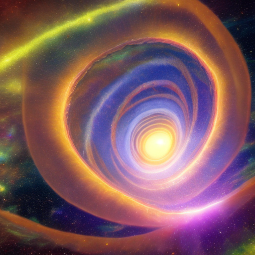 Realistic image of a glowing wormhole in deep space, with swirling light and energy surrounding its entrance. ”