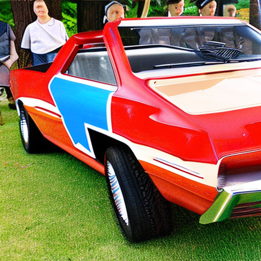 Stabile diffusion , lixiang l8 painted with the confederate dixie flag painted on the hood. Car is fully inl frame frontal