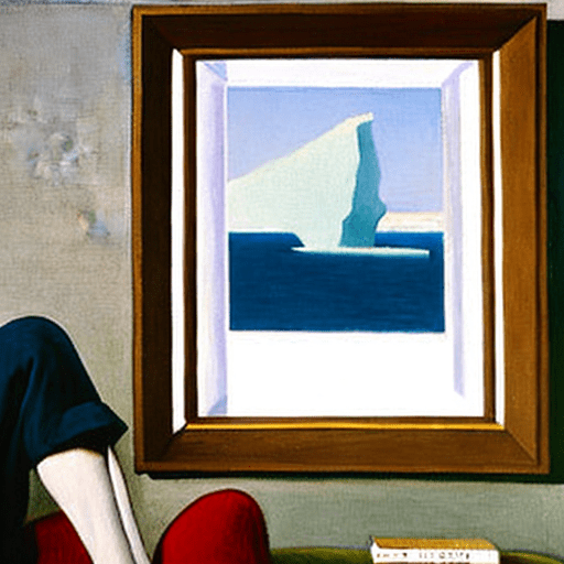 In this painting by edward hopper a couple sits on a sofa in their living room only to see an iceberg floating by