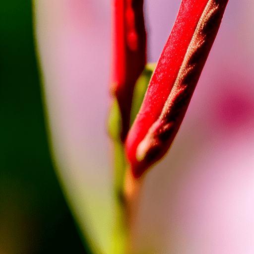 Tip of a flower stem with a small red bud