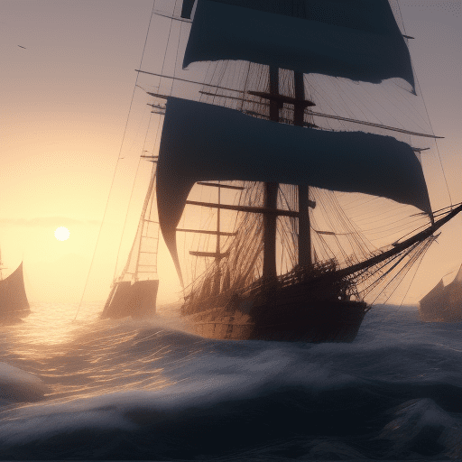 Photo of a ultra realistic sailing ship, dramatic light, pale sunrise, cinematic lighting, battered, low angle, trending on artstation, 4k, hyper realistic, focused, extreme details, unreal engine 5, cinematic, masterpiece, art by enki bilal, intricate artwork by hugo pratt