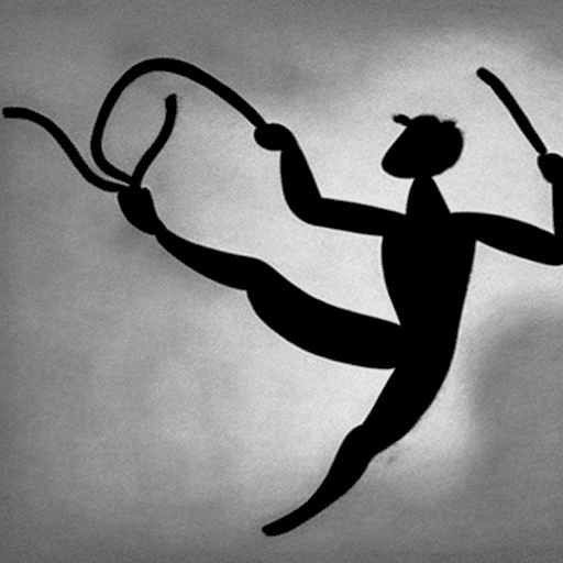 Create a cave painting like cartoonish charcoal image of a stick figure doing pull ups