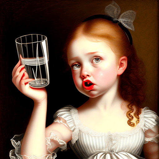 Surprised girl - empty glass. Style: baroque