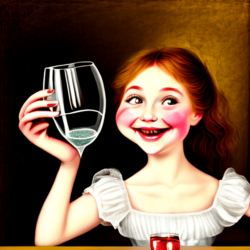 Happy girl - empty glass. Style: baroque