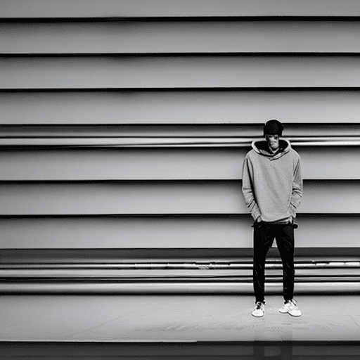 Capturing a model, man wearing basic hoodie, matte black, dark grey cargo jogger pant, skate shoes, high tonal range, , canon eos-1d mark iii, f/5. 6, solid grey background, studio light set