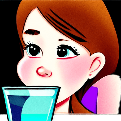 Surprised girl - empty glass. Style: cartoon