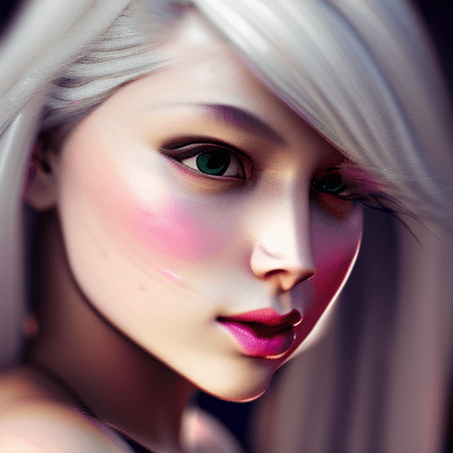 Medium length white hair, a young south korean girl wearing pink lingerie, proportional body, a highly detailed face by greg rutkowski and magali villeneuve, beautiful eyes, toned body, cinematic lighting, depth of field, photography