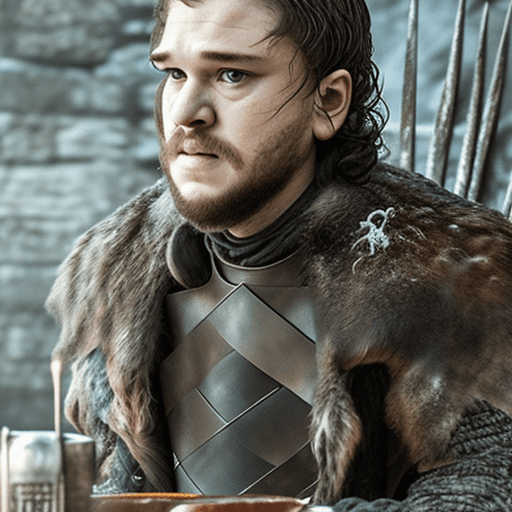Game of thrones main character sitting at the coffee shop and drinking hookah