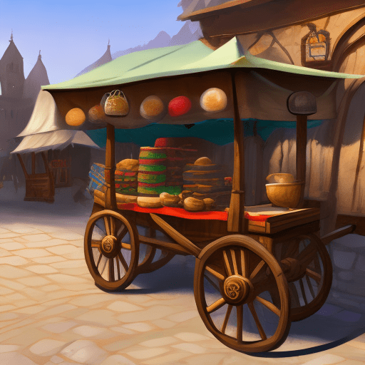 Stylized medieval market cart , concept art