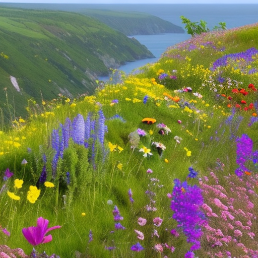 Wild flower garden on a cliff edge