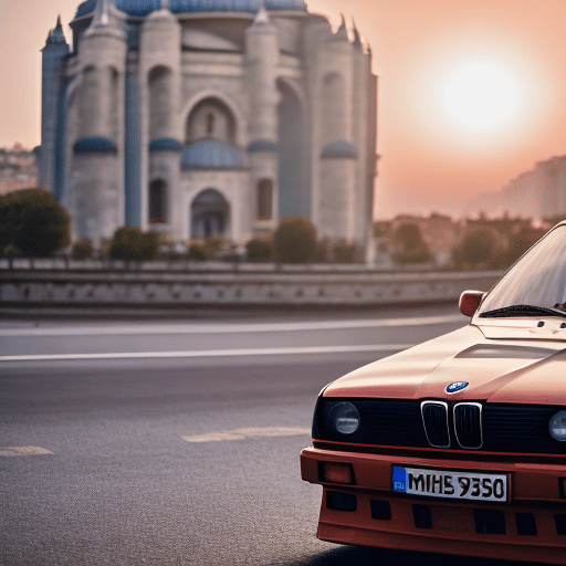 Photo of a bmw e30 in istanbul, sunrise, shot on a sony mirrorless camera, dslr, 85mm lens f/1. 4, ultra detailed, 8k