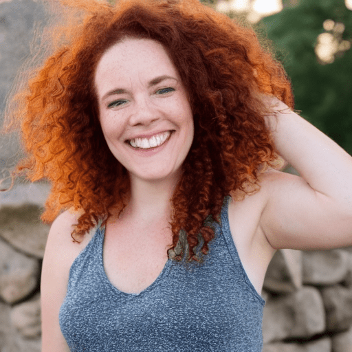 Breathtaking woman, spiral curls, long auburn hair, (freckles:0. 6) , standing in a stone walkway in a busy city park, tank top, smiling intently at the viewer, sun shining in the background in the late evening. Award-winning, professional, highly detailed