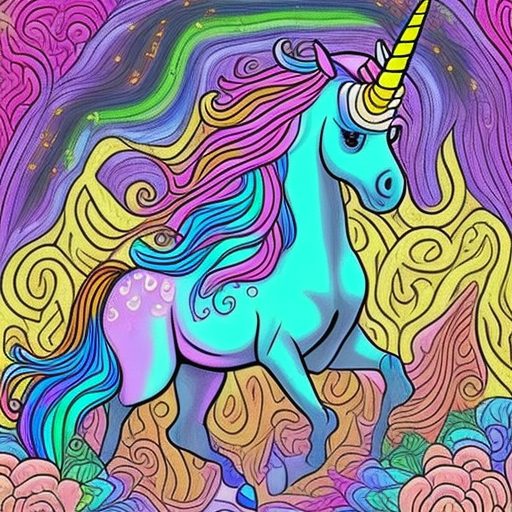 A unicorn as a coloring picture style