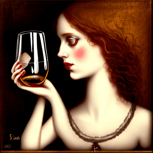 Sanquine girl - empty glass. Style: baroque