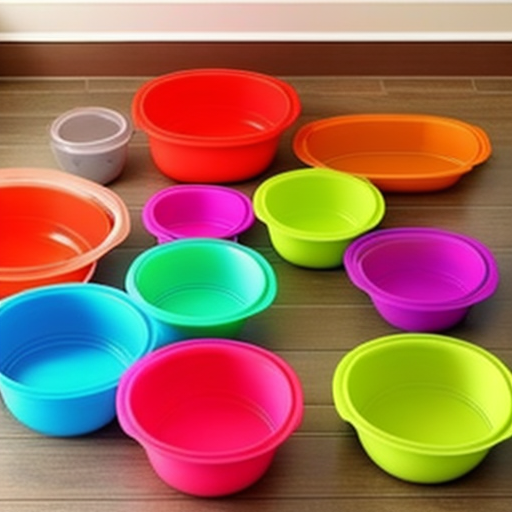 Tupperware bowls on the floor
