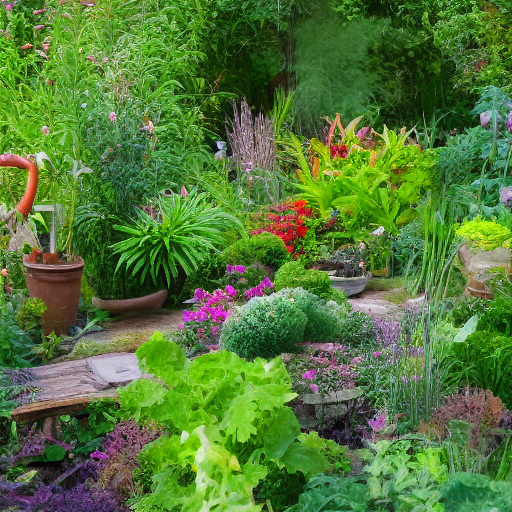 A collection of plants in a garden