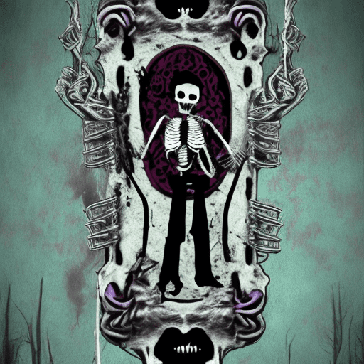 Undead dancing katrina with mariachi skeleton guitar band undead kittens cats cemetery dark horror tomb coffin