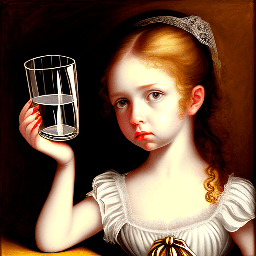 Quizzical girl - empty glass. Style: baroque