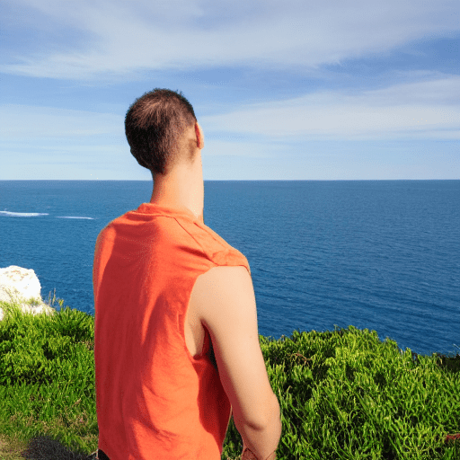 Photo of man looking at horizon sea