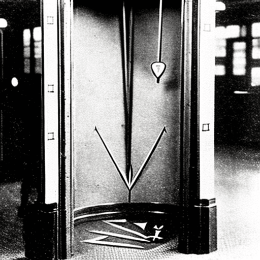 Floor arrow inside a 1900's lift