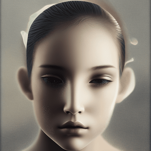 Blurry image of a girl, in the style of minimalist beauty, androgynous, light black, mote kei, serene faces, loose and fluid, ethereal abstractions --ar 73:110 --stylize 750 --v 6
