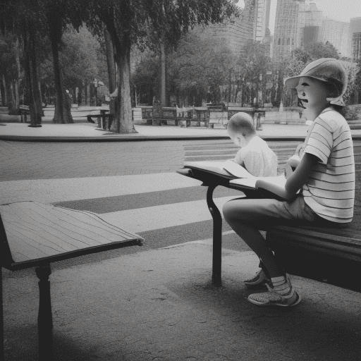 In a bustling city park, where laughter and chatter filled the air, mia spotted a boy sitting alone on a bench, sketching in a worn-out notebook. Intrigued by his concentration, she approached, her curiosity piqued. "what are you drawing? " she asked, her voice breaking through his focus. He looked up, surprised, and smiled. "just a little piece of the world, " he replied, showing her the intricate lines of a flo