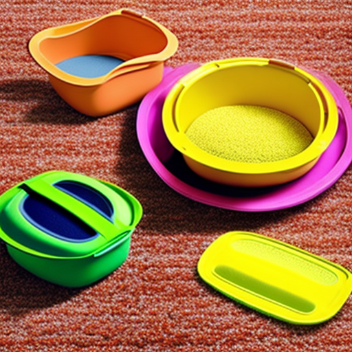 Tupperware bowls on carpet. Rays of sunshine.